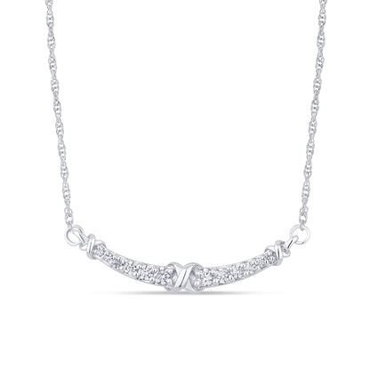 Muse Jewelry .19ct G SI 14K White Gold Curve Diamond Pendant Necklace 18"