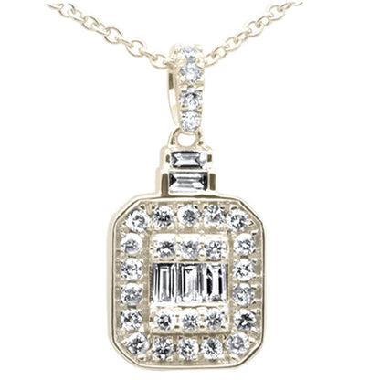 Muse Jewelry .35ct G SI 14K Yellow Gold Round & Baguette Diamond Pendant Necklace 18"