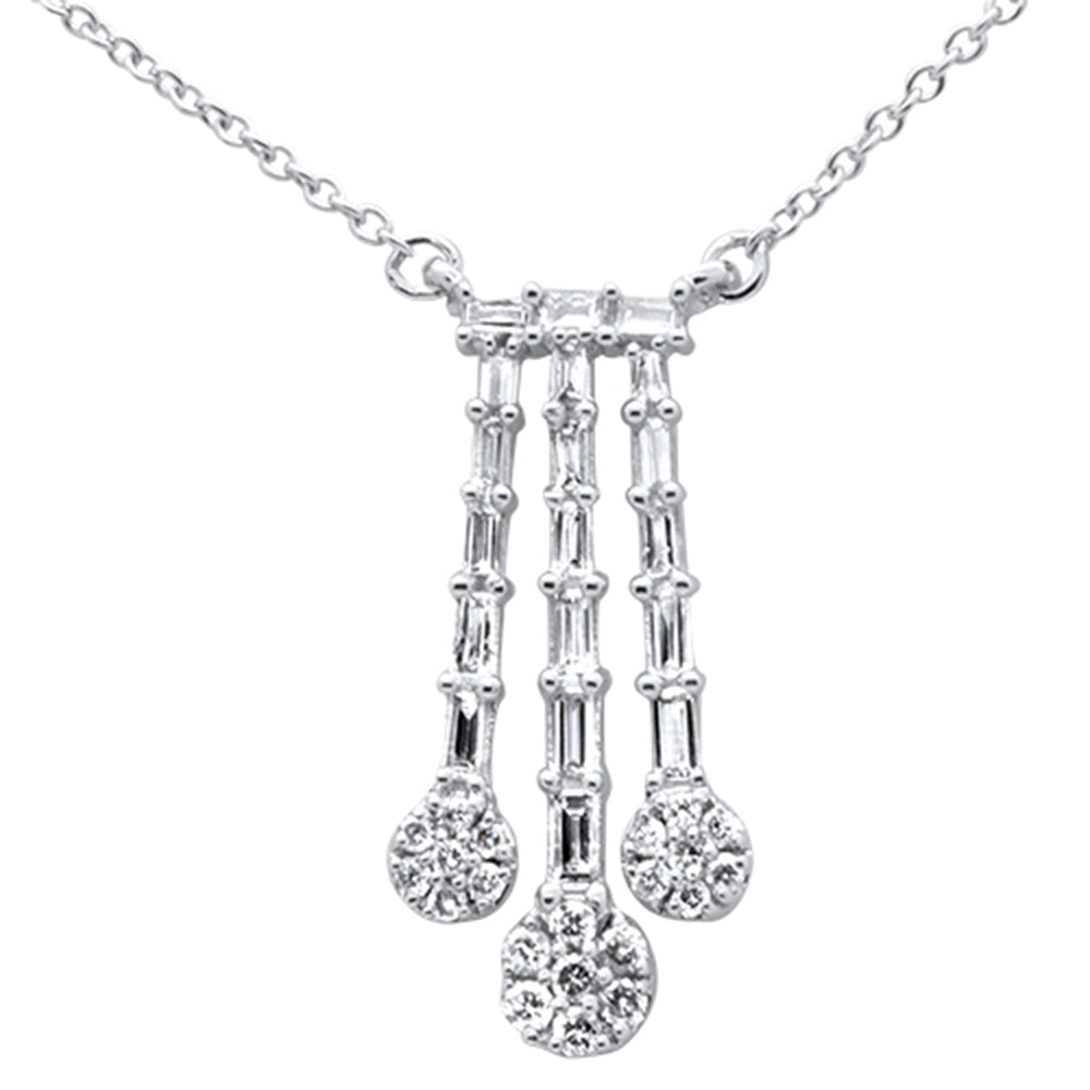 Muse Jewelry .37ct G SI 14K White Gold Round & Baguette Waterfall Pendant 18" Long