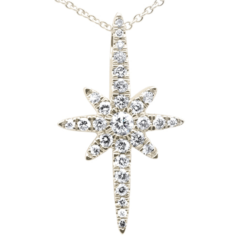 Muse Jewelry .40ct G SI 14K Yellow Gold Diamond Starburst Charm Pendant Necklace 18"