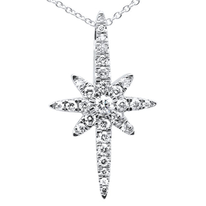 Muse Jewelry .42ct G SI 14K White Gold Diamond Starburst Charm Pendant Necklace 18"