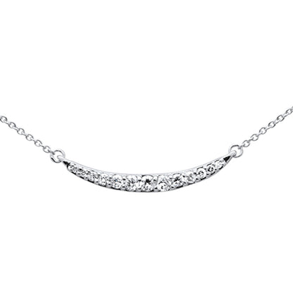 Muse Jewelry .26ct G SI 14K White Gold Curve Bar Round Diamond Pendant Necklace 18" Long