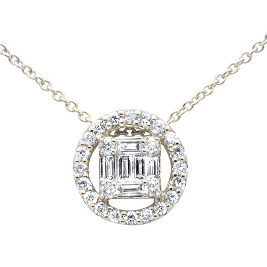 Muse Jewelry .34ct G SI 14K Yellow Gold Round & Baguette Diamond Pendant Necklace 18"