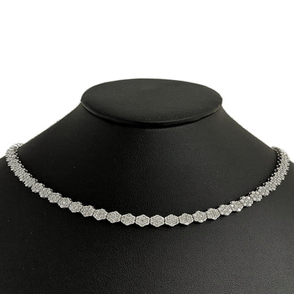 Muse Jewelry 14.40ct G SI 14K White Gold Diamond Flower Tennis Necklace 22" Long