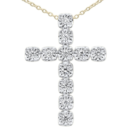 Muse Jewelry .25ct G SI 10K Yellow Gold Diamond Cross Necklace Pendant