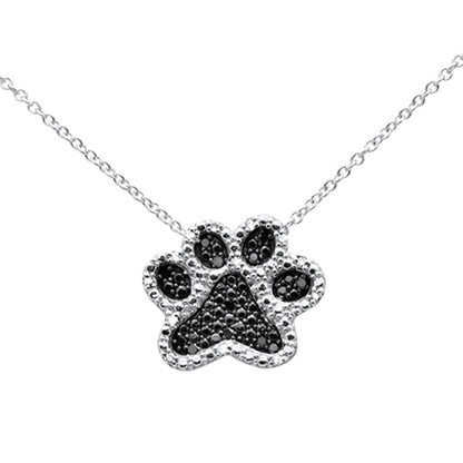 Muse Jewelry .10ct G SI 14K White Gold Diamond Dog Paw Pendant Necklace 18"