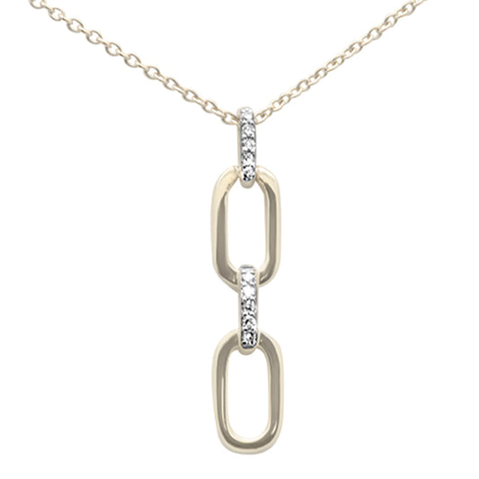 Muse Jewelry .03ct G SI 14K Yellow Gold Diamond Paperclip Style Drop Pendant Necklace 18"