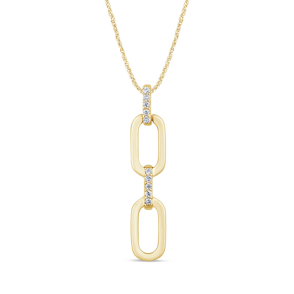 Muse Jewelry .03ct G SI 14K Yellow Gold Diamond Paperclip Style Drop Pendant Necklace 18"