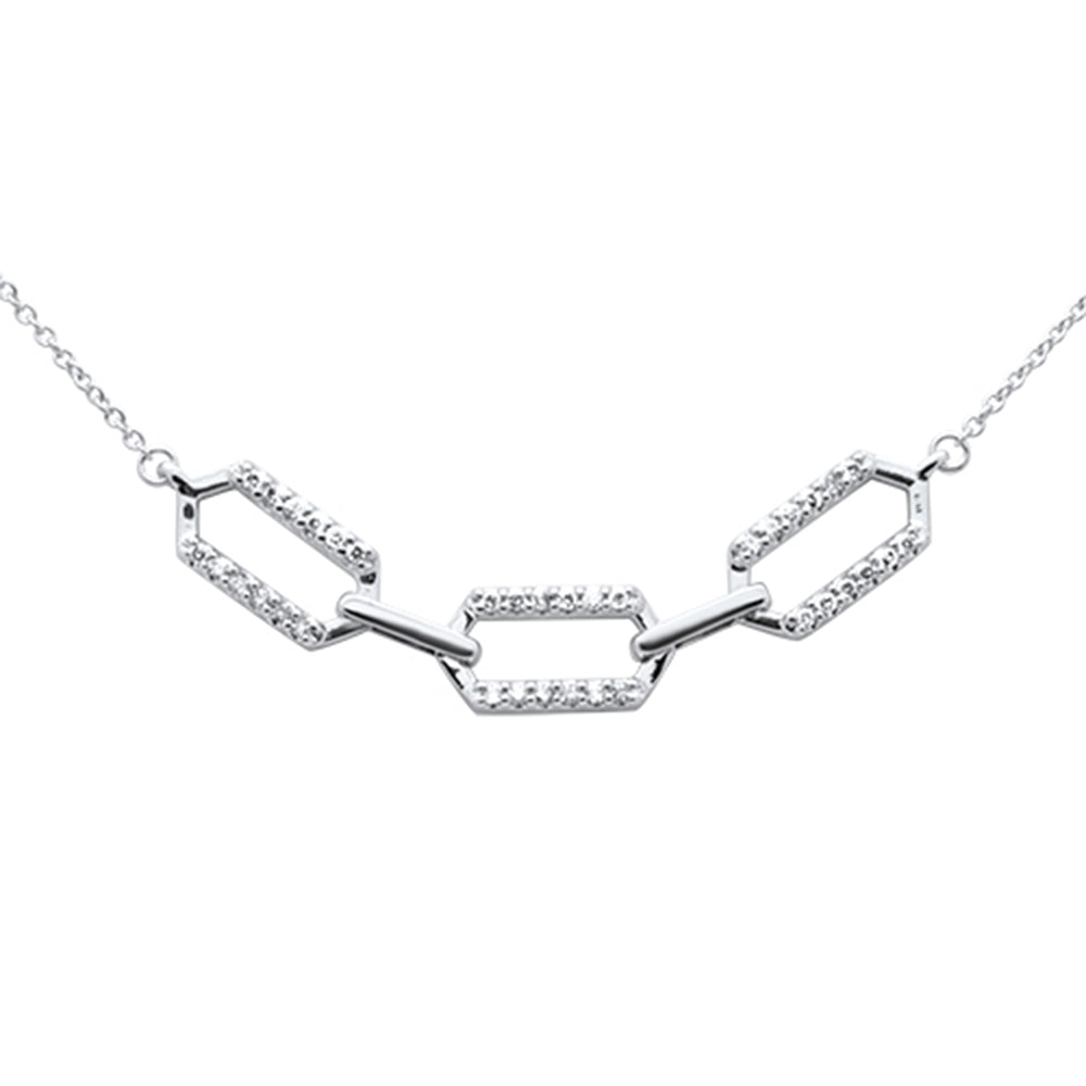 Muse Jewelry .17ct G SI 14K White Gold Diamond Link Pendant Necklace 18"