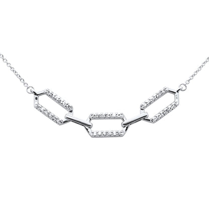 Muse Jewelry .17ct G SI 14K White Gold Diamond Link Pendant Necklace 18"