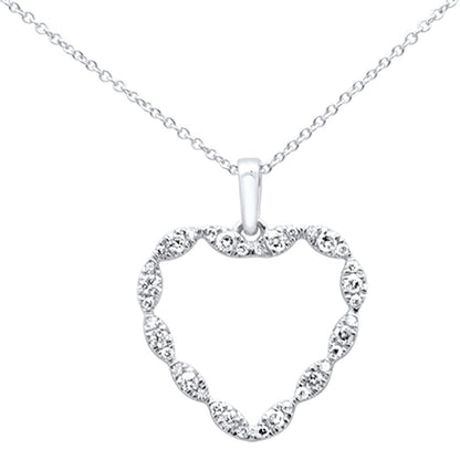Muse Jewelry .32ct G SI 14K White Gold Diamond Heart Shaped Necklace Pendant 18"
