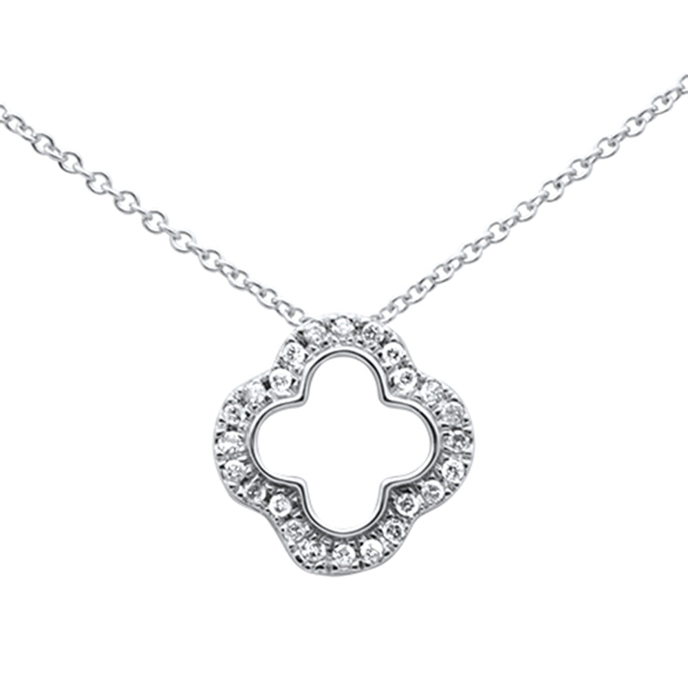 Muse Jewelry .10ct G SI 14K White Gold Diamond Four Leaf Clover Pendant 18" Chain