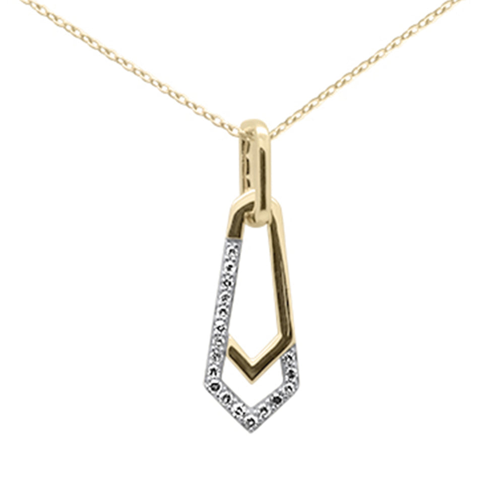 Muse Jewelry .10ct G SI 14K Yellow Gold Diamond Paperclip Style Pendant Necklace 18" Long