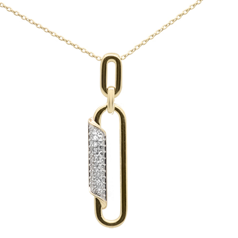 Muse Jewelry .15ct G SI 14K Yellow Gold Diamond Paperclip Pendant Necklace 18" Long