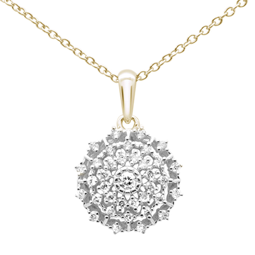 Muse Jewelry .26ct G SI 10K Yellow Gold Diamond Round Multi Row Necklace Pendant 18"