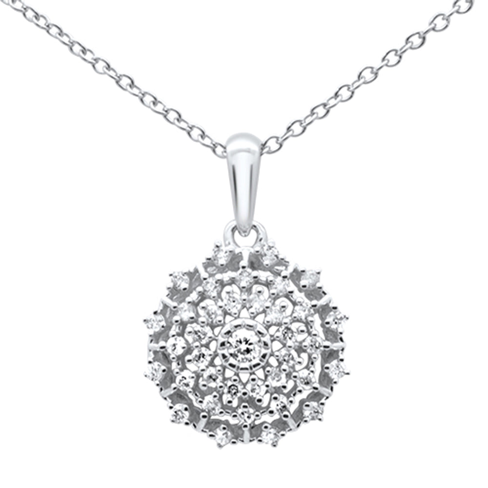 Muse Jewelry .26ct G SI 10K White Gold Diamond Round Multi Row Necklace Pendant 18"