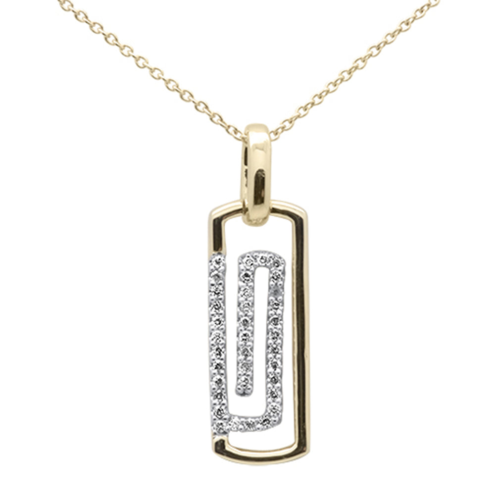 Muse Jewelry .16ct G SI 14K Yellow Gold Diamond Paperclip Pendant Necklace 18" Long