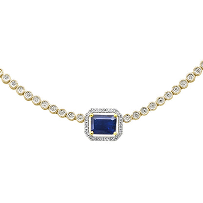 Muse Jewelry 2.88ct G SI 14K Yellow Gold Diamond & Blue Sapphire Gemstone Necklace