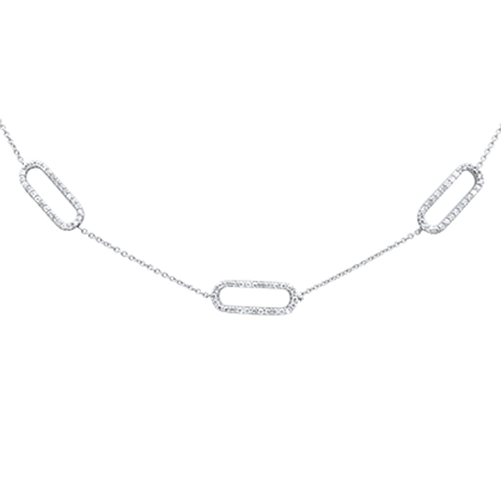 Muse Jewelry .38ct G SI 14K White Gold Diamond Paperclip Style Chain Necklace Pendant