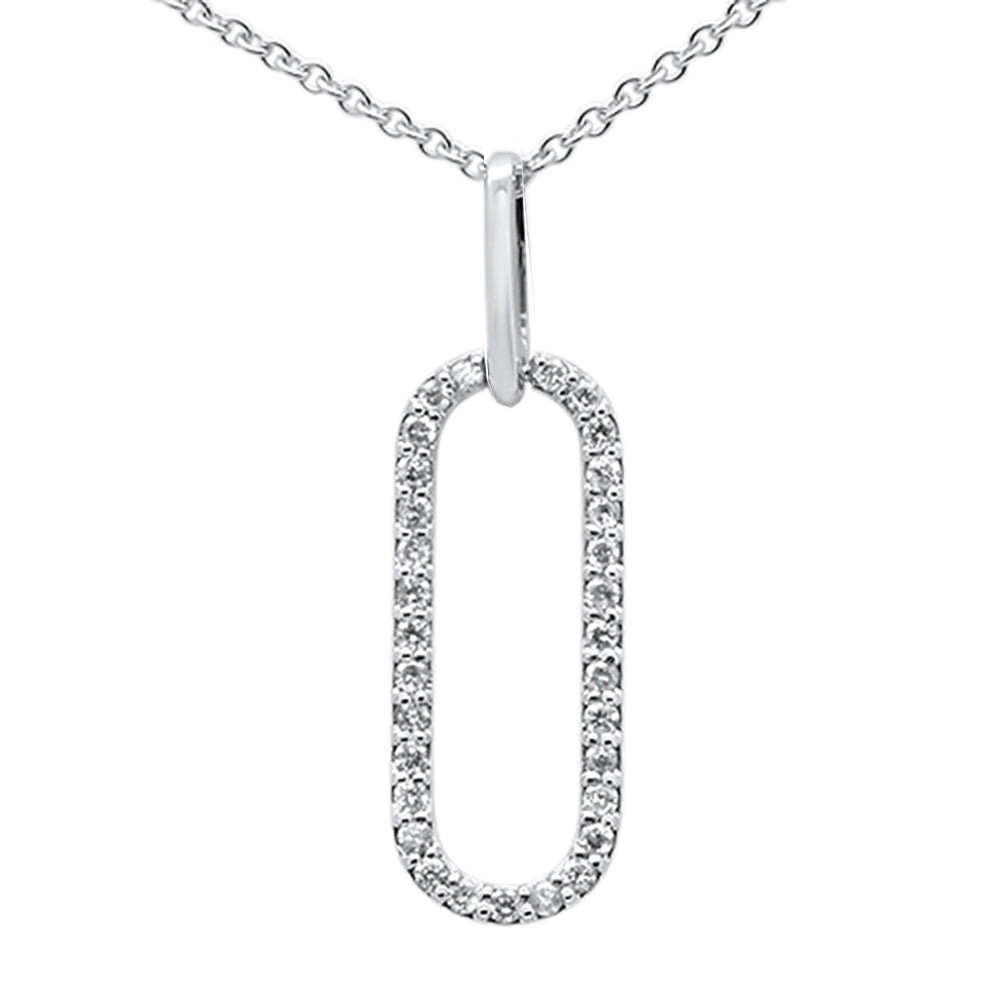 Muse Jewelry .16ct G SI 14K White Gold Diamond Paperclip Pendant Necklace