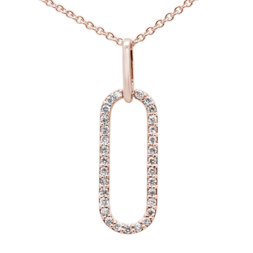 Muse Jewelry .16ct G SI 14K Rose Gold Diamond Paperclip Pendant Necklace