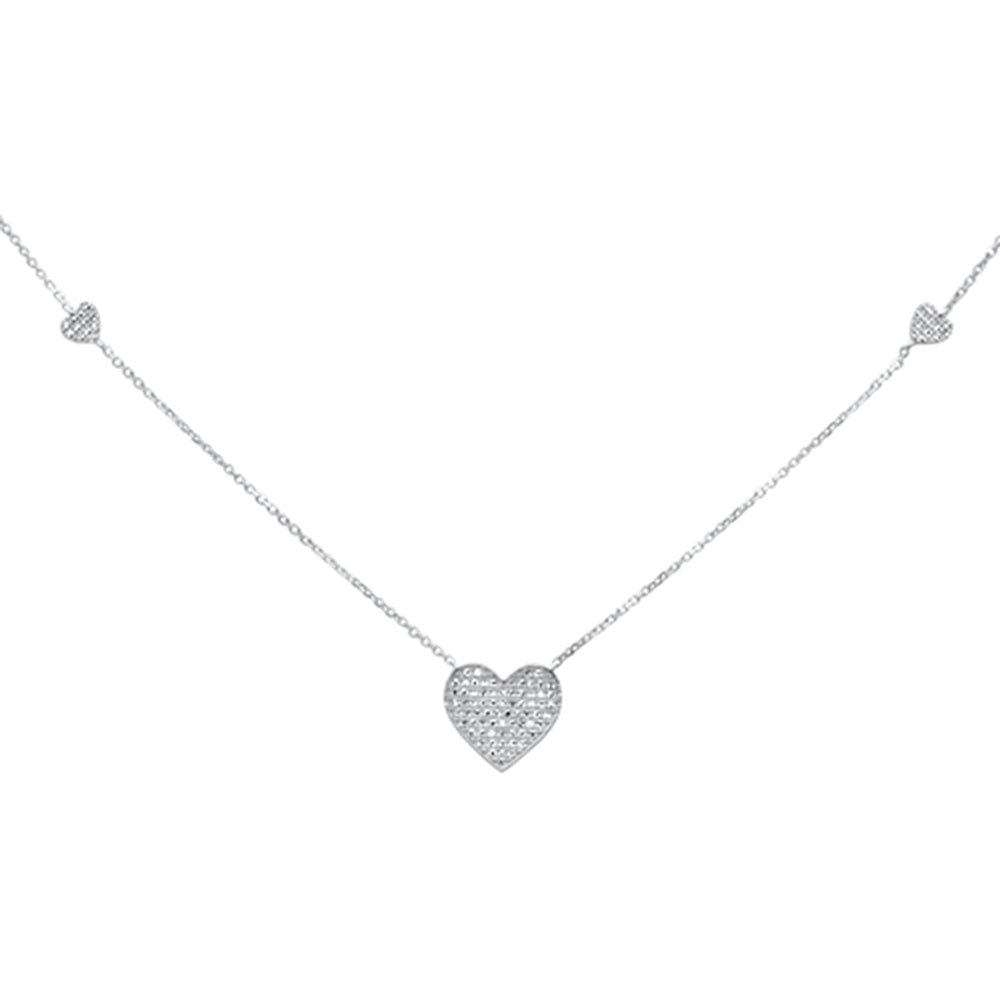 Muse Jewelry .29ct G SI 14K White Gold Diamond Heart Shape Pendant Necklace 18"