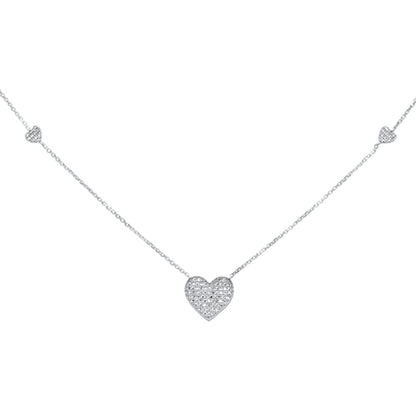 Muse Jewelry .29ct G SI 14K White Gold Diamond Heart Shape Pendant Necklace 18"