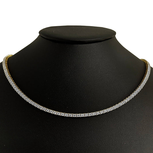 Muse Jewelry 1.58ct G SI 10K Yellow Gold Tennis Miracle Illusion Set Tennis Necklace 22"