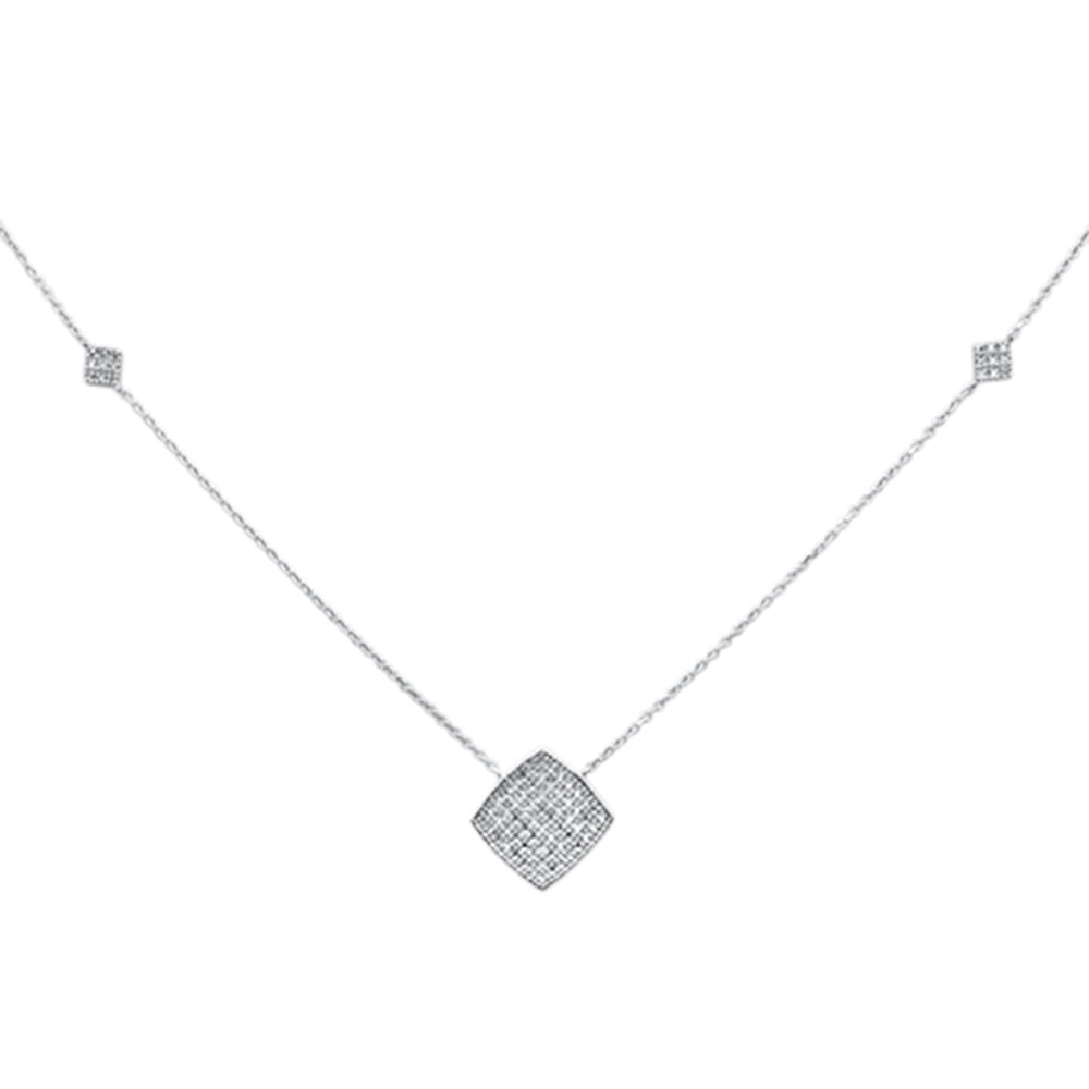 Muse Jewelry .27ct G SI 14K White Gold Diamond Geometric Shaped Pendant Necklace 18"