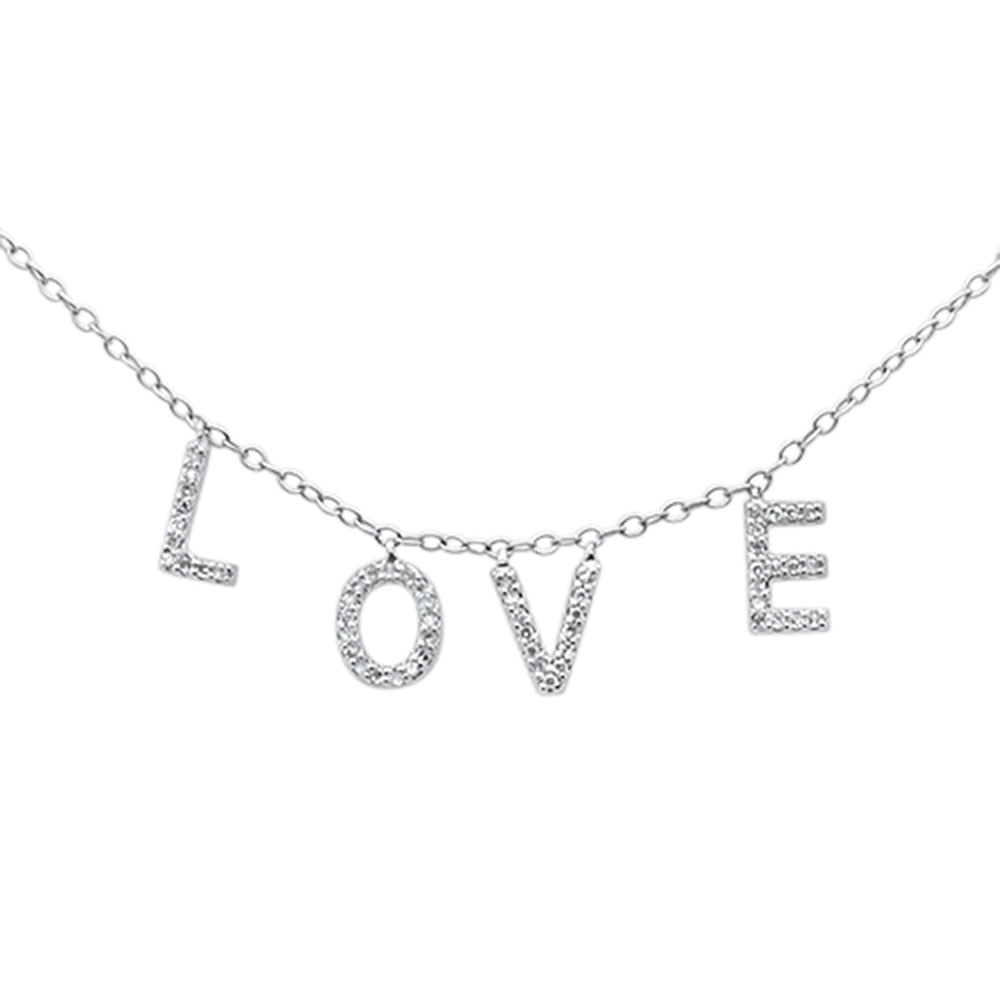 Muse Jewelry .13ct G SI 14K White Gold Diamond Heart "Love" Script Letters Pendant Necklace 18" Long