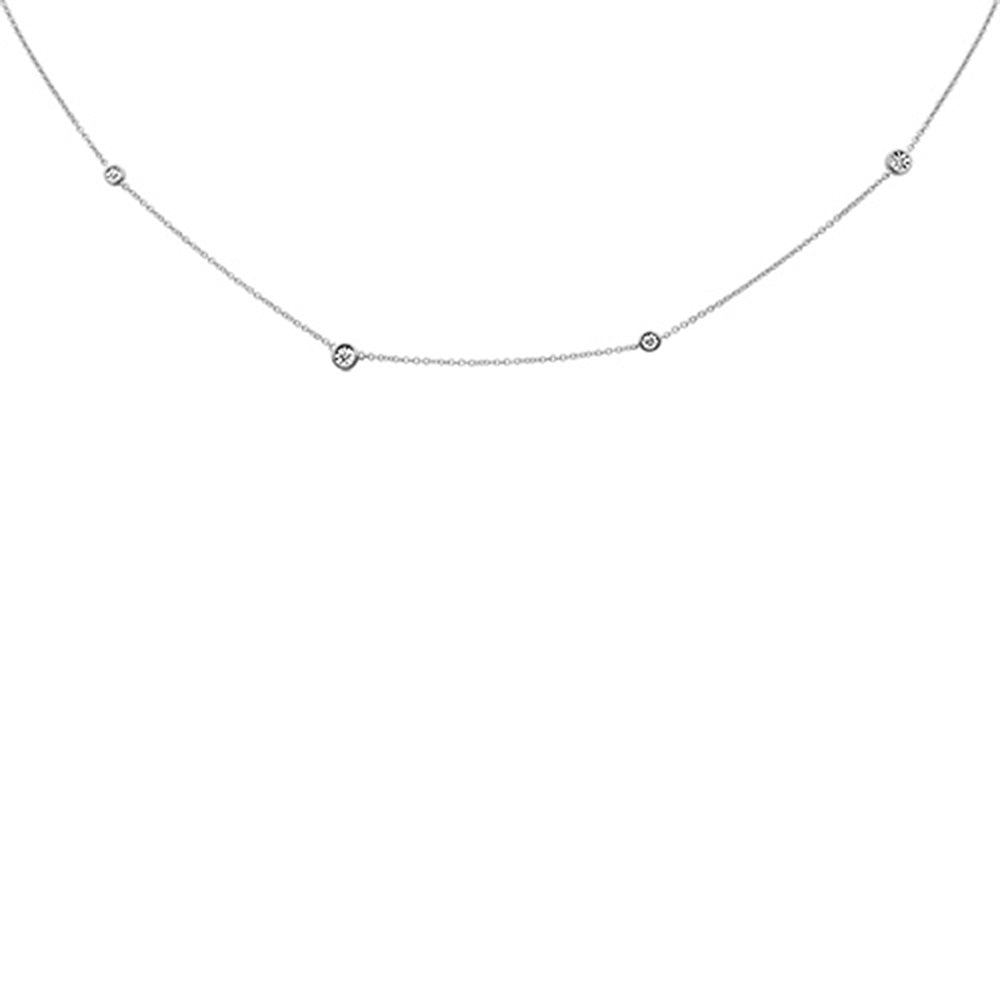 Muse Jewelry .06ct G SI 14K White Gold Diamond Illusion Setting Diamond By the Yard Pendant Necklace 18"