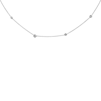 Muse Jewelry .06ct G SI 14K White Gold Diamond Illusion Setting Diamond By the Yard Pendant Necklace 18"