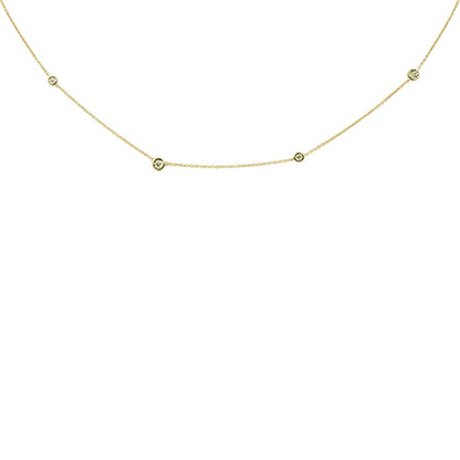 Muse Jewelry .06ct G SI 14K Yellow Gold Diamond Illusion Setting Diamond By the Yard Pendant Necklace 18"