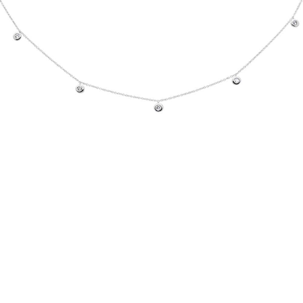 Muse Jewelry .26ct G SI 14K White Gold Diamond Drop Style Diamond by the Yard Pendant Necklace 18"