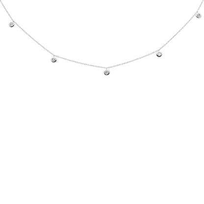 Muse Jewelry .26ct G SI 14K White Gold Diamond Drop Style Diamond by the Yard Pendant Necklace 18"