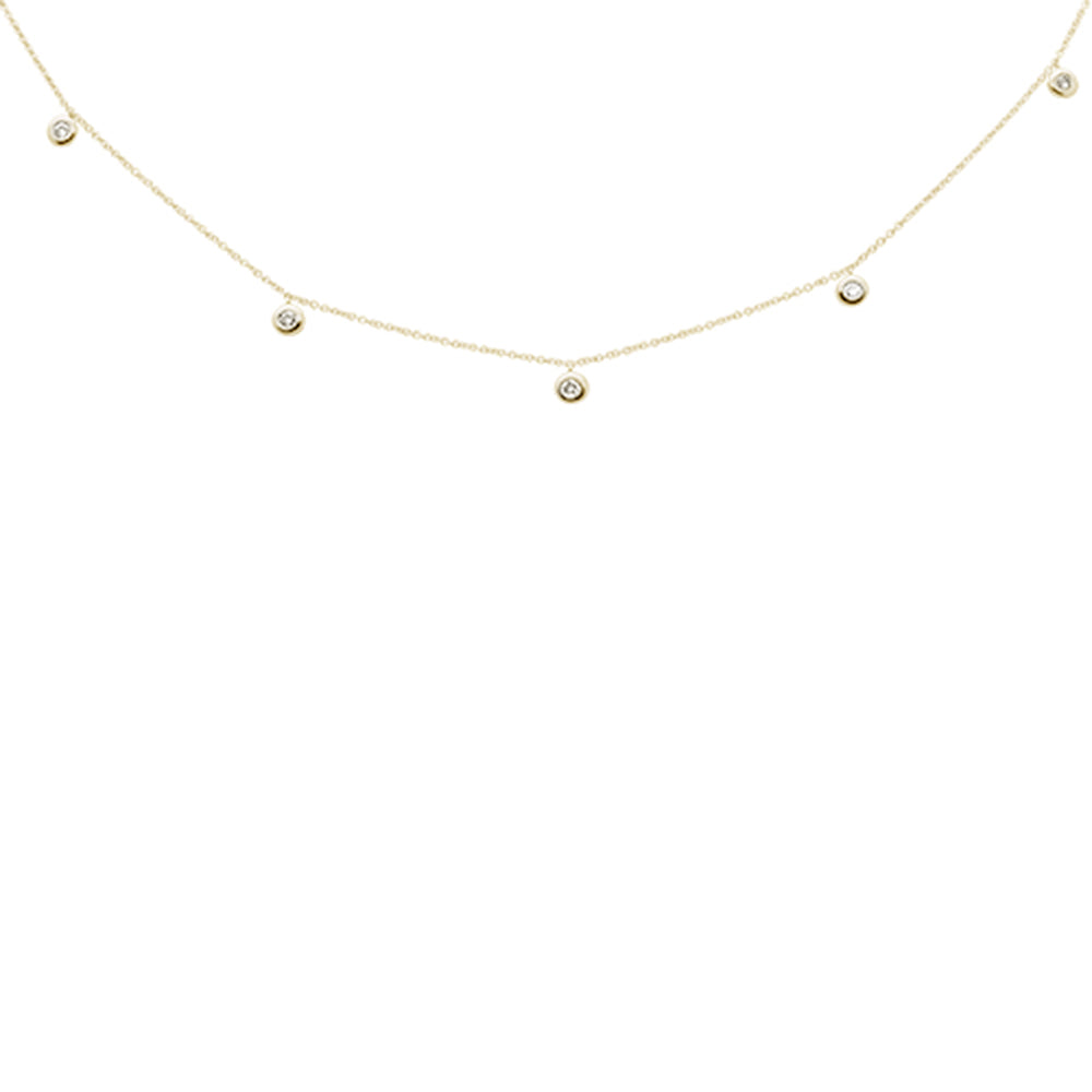 Muse Jewelry .26ct G SI 14K Yellow Gold Diamond Drop Style Diamond by the Yard Pendant Necklace 18"