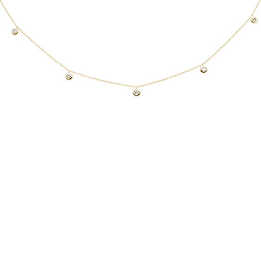 Muse Jewelry .26ct G SI 14K Yellow Gold Diamond Drop Style Diamond by the Yard Pendant Necklace 18"