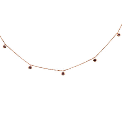 Muse Jewelry .32ct 14K Rose Gold Natural Ruby Gemstone Diamond by the Yard Pendant Necklace 18"