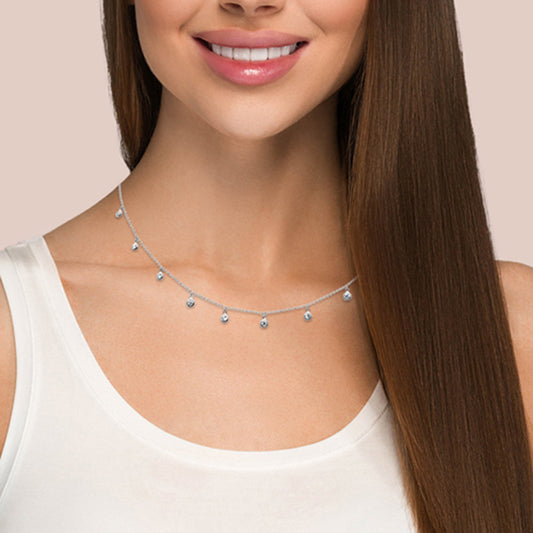 Muse Jewelry .41ct G SI 14K White Gold Diamond Drop Style Diamond by the Yard Pendant Necklace 18"