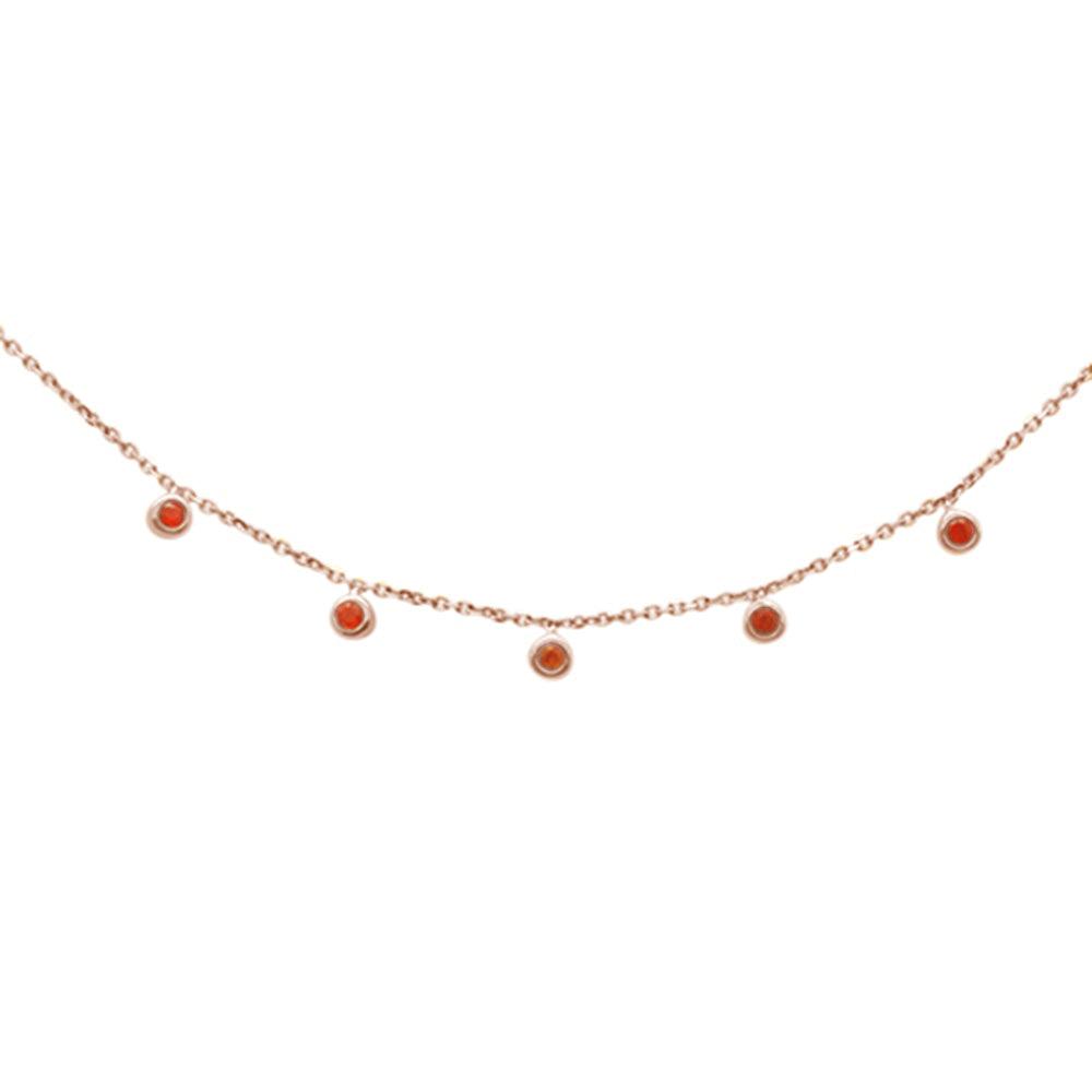 Muse Jewelry .14ct 14K Rose Gold Natural Ruby Gemstone by the Yard Pendant Necklace 18"