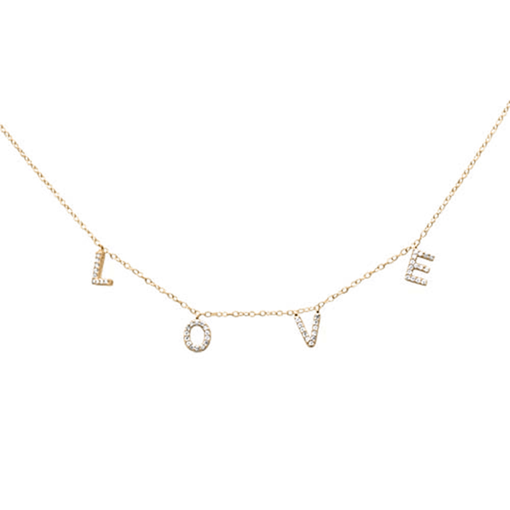 Muse Jewelry .22ct G SI 14K Yellow Gold Diamond Heart "Love" Script Letters Pendant Necklace 20"