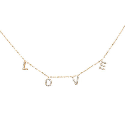 Muse Jewelry .22ct G SI 14K Yellow Gold Diamond Heart "Love" Script Letters Pendant Necklace 20"