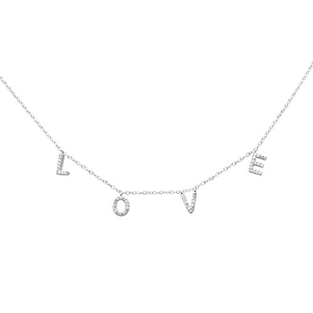 Muse Jewelry .23ct G SI 14K White Gold Diamond "Love" Script Letters Pendant Necklace 18+2" EXT