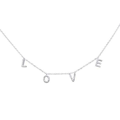 Muse Jewelry .23ct G SI 14K White Gold Diamond "Love" Script Letters Pendant Necklace 18+2" EXT