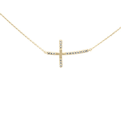 Muse Jewelry .15ct G SI 14K Yellow Gold Diamond Side Cross Pendant Necklace