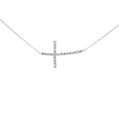 Muse Jewelry .15ct G SI 14K White Gold Diamond Side Cross Pendant Necklace