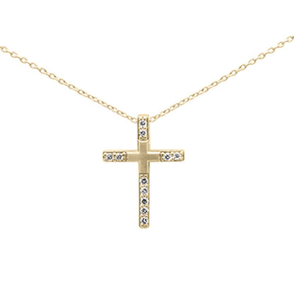 Muse Jewelry .10ct G SI 14K Yellow Gold Diamond Cross Pendant Necklace