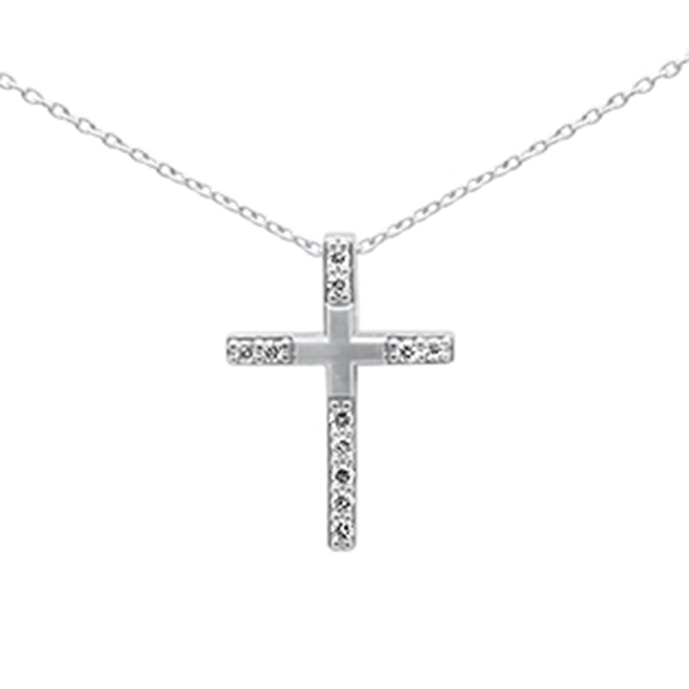 Muse Jewelry .10ct G SI 14K White Gold Diamond Cross Pendant Necklace