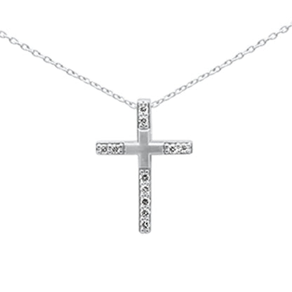 Muse Jewelry .10ct G SI 14K White Gold Diamond Cross Pendant Necklace