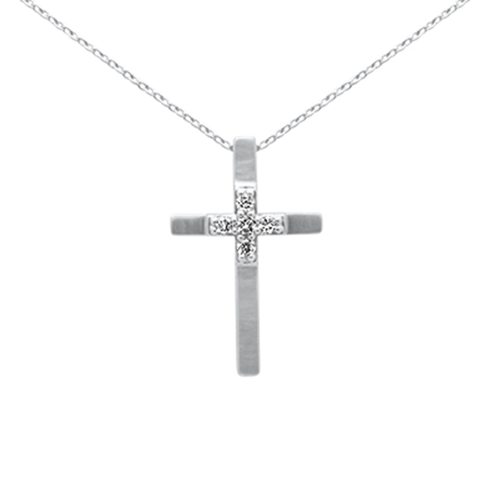 Muse Jewelry .10ct G SI 14K White Gold Diamond Cross Pendant Necklace 18" Chain